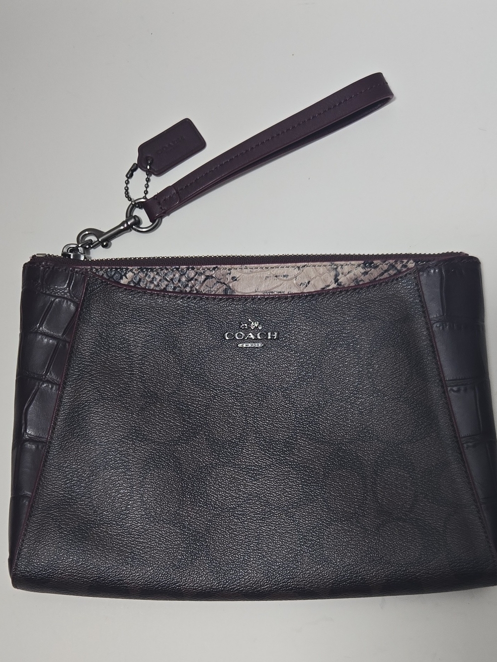 COACH Wristlet Pouch in Deep Plum